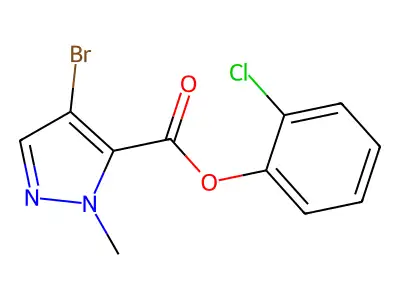 2-chlorophenyl 4-bromo-1-methyl-1H-pyrazole-5-carboxylate structure