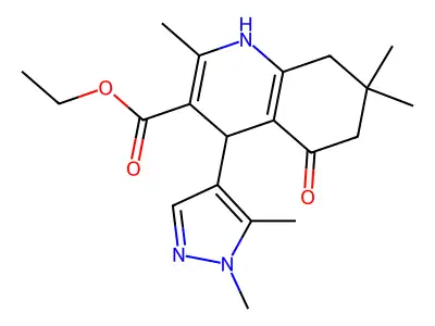 ethyl 4-(1,5-dimethyl-1H-pyrazol-4-yl)-2,7,7-trimethyl-5-oxo-1,4,5,6,7,8-hexahydro-3-quinolinecarboxylate structure
