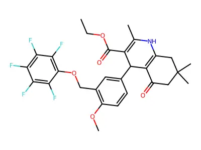 ethyl 4-[4-methoxy-3-[(2,3,4,5,6-pentafluorophenoxy)methyl]phenyl]-2,7,7-trimethyl-5-oxo-1,4,6,8-tetrahydroquinoline-3-carboxylate structure