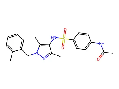 N-[4-[[3,5-dimethyl-1-[(2-methylphenyl)methyl]pyrazol-4-yl]sulfamoyl]phenyl]acetamide structure