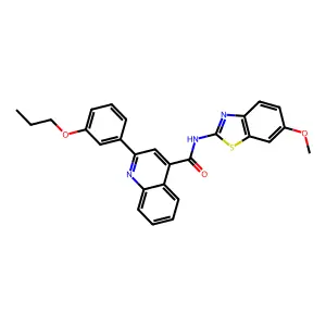 N-(6-methoxy-1,3-benzothiazol-2-yl)-2-(3-propoxyphenyl)quinoline-4-carboxamide structure