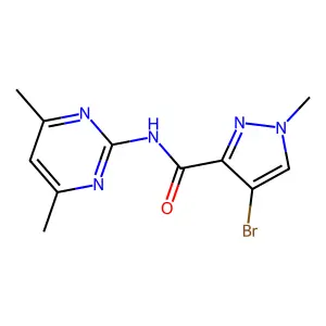 4-bromo-N-(4,6-dimethylpyrimidin-2-yl)-1-methylpyrazole-3-carboxamide structure