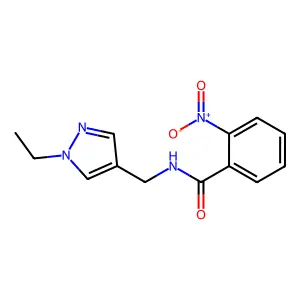 N-[(1-ethylpyrazol-4-yl)methyl]-2-nitrobenzamide structure