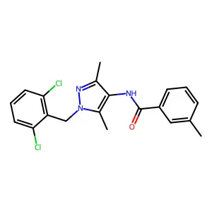 N-[1-[(2,6-dichlorophenyl)methyl]-3,5-dimethylpyrazol-4-yl]-3-methylbenzamide structure