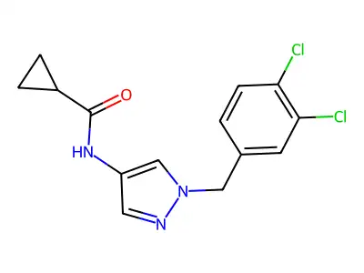 N-[1-[(3,4-dichlorophenyl)methyl]pyrazol-4-yl]cyclopropanecarboxamide structure