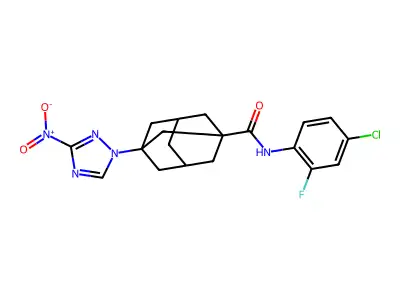 N-(4-chloro-2-fluorophenyl)-3-(3-nitro-1,2,4-triazol-1-yl)adamantane-1-carboxamide structure