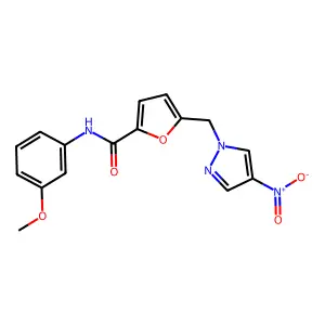 N-(3-methoxyphenyl)-5-[(4-nitropyrazol-1-yl)methyl]furan-2-carboxamide structure