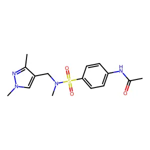 N-[4-[(1,3-dimethylpyrazol-4-yl)methyl-methylsulfamoyl]phenyl]acetamide structure