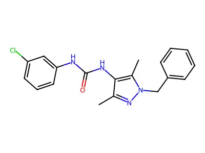 1-(1-benzyl-3,5-dimethyl-1H-pyrazol-4-yl)-3-(3-chlorophenyl)urea structure