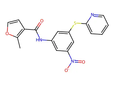 2-methyl-N-(3-nitro-5-pyridin-2-ylsulfanylphenyl)furan-3-carboxamide structure