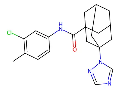 N-(3-chloro-4-methylphenyl)-3-(1,2,4-triazol-1-yl)adamantane-1-carboxamide structure