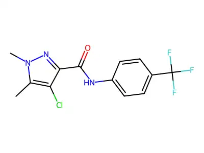 4-chloro-1,5-dimethyl-N-[4-(trifluoromethyl)phenyl]pyrazole-3-carboxamide structure