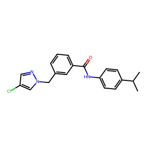 3-[(4-chloropyrazol-1-yl)methyl]-N-(4-propan-2-ylphenyl)benzamide structure