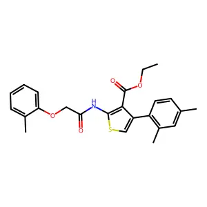 ethyl 4-(2,4-dimethylphenyl)-2-[[2-(2-methylphenoxy)acetyl]amino]thiophene-3-carboxylate structure