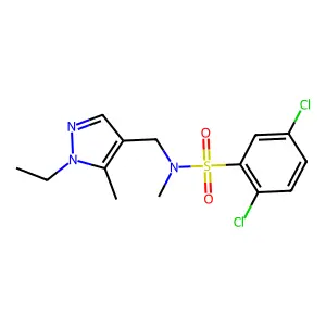 2,5-dichloro-N-[(1-ethyl-5-methylpyrazol-4-yl)methyl]-N-methylbenzenesulfonamide structure