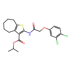 isopropyl 2-{[(3,4-dichlorophenoxy)acetyl]amino}-5,6,7,8-tetrahydro-4H-cyclohepta[b]thiophene-3-carboxylate structure