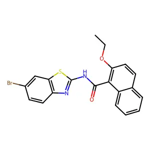 N-(6-bromo-1,3-benzothiazol-2-yl)-2-ethoxynaphthalene-1-carboxamide structure