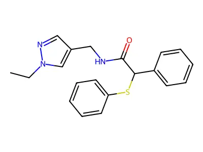 N-[(1-ethyl-1H-pyrazol-4-yl)methyl]-2-phenyl-2-(phenylsulfanyl)acetamide structure