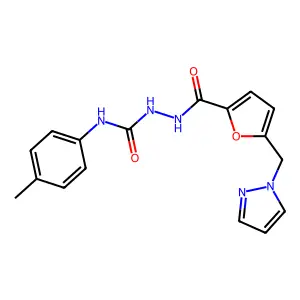 1-(4-Methylphenyl)-3-[[5-(pyrazol-1-ylmethyl)furan-2-carbonyl]amino]urea structure