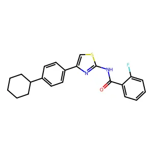 N-[4-(4-cyclohexylphenyl)-1,3-thiazol-2-yl]-2-fluorobenzamide structure