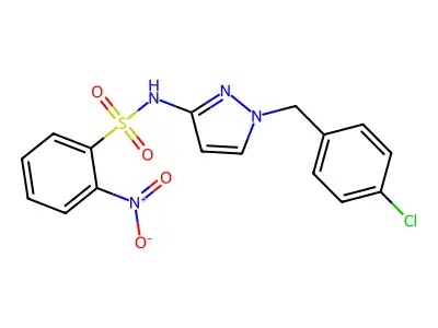 N-[1-[(4-chlorophenyl)methyl]pyrazol-3-yl]-2-nitrobenzenesulfonamide structure