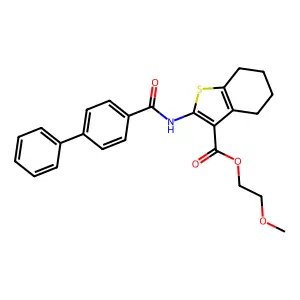 2-methoxyethyl 2-[(4-phenylbenzoyl)amino]-4,5,6,7-tetrahydro-1-benzothiophene-3-carboxylate structure