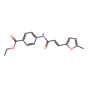 (E)-ethyl 4-(3-(5-methylfuran-2-yl)acrylamido)benzoate structure