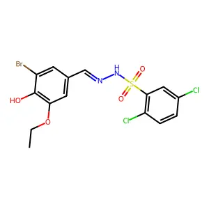 N-[(3-bromo-5-ethoxy-4-hydroxyphenyl)methylideneamino]-2,5-dichlorobenzenesulfonamide structure