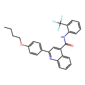 2-(4-butoxyphenyl)-N-[2-(trifluoromethyl)phenyl]quinoline-4-carboxamide structure