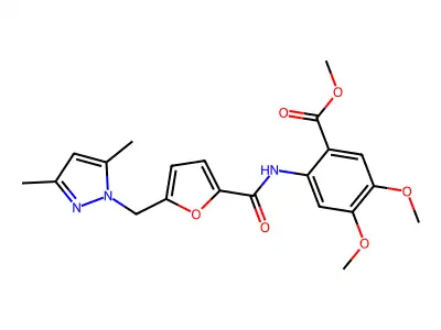 methyl 2-({5-[(3,5-dimethyl-1H-pyrazol-1-yl)methyl]-2-furoyl}amino)-4,5-dimethoxybenzoate structure