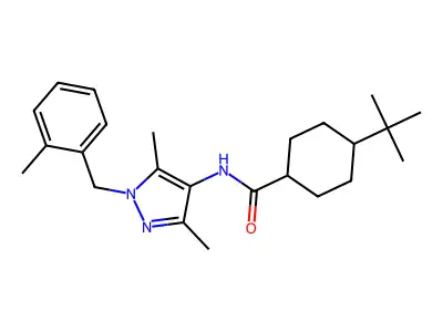 4-tert-butyl-N-[3,5-dimethyl-1-[(2-methylphenyl)methyl]pyrazol-4-yl]cyclohexane-1-carboxamide structure