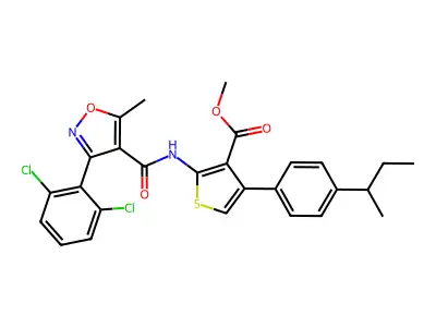 methyl 4-(4-butan-2-ylphenyl)-2-[[3-(2,6-dichlorophenyl)-5-methyl-1,2-oxazole-4-carbonyl]amino]thiophene-3-carboxylate structure