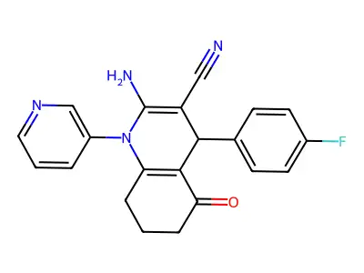 2-amino-4-(4-fluorophenyl)-5-oxo-1-pyridin-3-yl-4,6,7,8-tetrahydroquinoline-3-carbonitrile structure