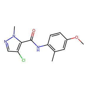 4-chloro-N-(4-methoxy-2-methylphenyl)-2-methylpyrazole-3-carboxamide structure