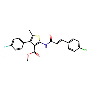 methyl 2-[[(E)-3-(4-chlorophenyl)prop-2-enoyl]amino]-4-(4-fluorophenyl)-5-methylthiophene-3-carboxylate structure