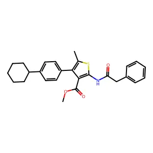 methyl 4-(4-cyclohexylphenyl)-5-methyl-2-[(phenylacetyl)amino]thiophene-3-carboxylate structure