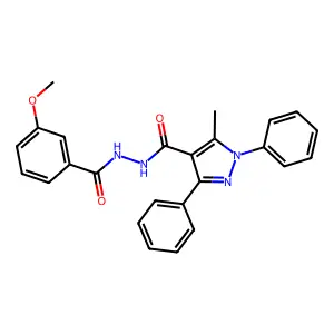 N'-(3-methoxybenzoyl)-5-methyl-1,3-diphenylpyrazole-4-carbohydrazide structure