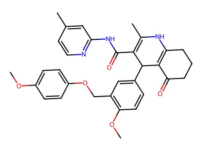 4-[4-methoxy-3-[(4-methoxyphenoxy)methyl]phenyl]-2-methyl-N-(4-methylpyridin-2-yl)-5-oxo-4,6,7,8-tetrahydro-1H-quinoline-3-carboxamide structure