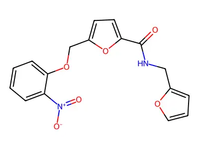 N-(2-furylmethyl)-5-({2-nitrophenoxy}methyl)-2-furamide structure