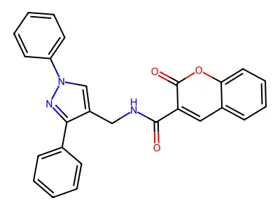 N-[(1,3-diphenylpyrazol-4-yl)methyl]-2-oxochromene-3-carboxamide structure