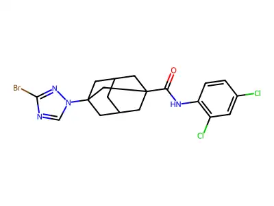 3-(3-bromo-1,2,4-triazol-1-yl)-N-(2,4-dichlorophenyl)adamantane-1-carboxamide structure