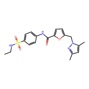 5-[(3,5-dimethylpyrazol-1-yl)methyl]-N-[4-(ethylsulfamoyl)phenyl]furan-2-carboxamide structure