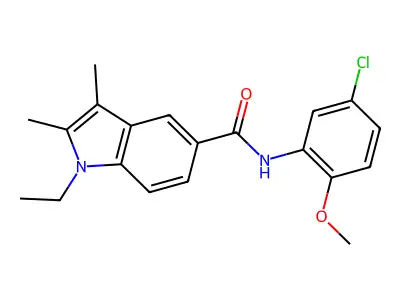 N-(5-chloro-2-methoxyphenyl)-1-ethyl-2,3-dimethylindole-5-carboxamide structure