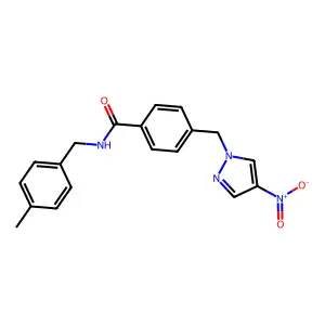 N-[(4-methylphenyl)methyl]-4-[(4-nitropyrazol-1-yl)methyl]benzamide structure