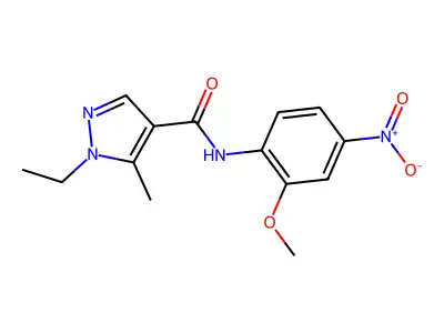 1-ethyl-N-(2-methoxy-4-nitrophenyl)-5-methylpyrazole-4-carboxamide structure