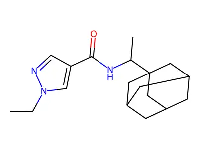 N-[1-(1-adamantyl)ethyl]-1-ethyl-1H-pyrazole-4-carboxamide structure