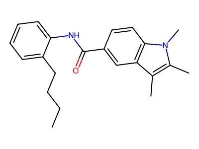 N-(2-butylphenyl)-1,2,3-trimethylindole-5-carboxamide structure