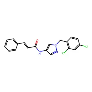 (E)-N-[1-[(2,4-dichlorophenyl)methyl]pyrazol-4-yl]-3-phenylprop-2-enamide structure