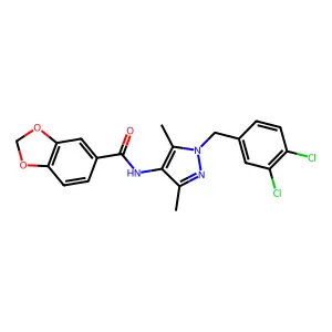 N-[1-(3,4-dichlorobenzyl)-3,5-dimethyl-1H-pyrazol-4-yl]-1,3-benzodioxole-5-carboxamide structure
