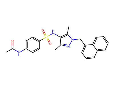 N-[4-[[3,5-dimethyl-1-(naphthalen-1-ylmethyl)pyrazol-4-yl]sulfamoyl]phenyl]acetamide structure